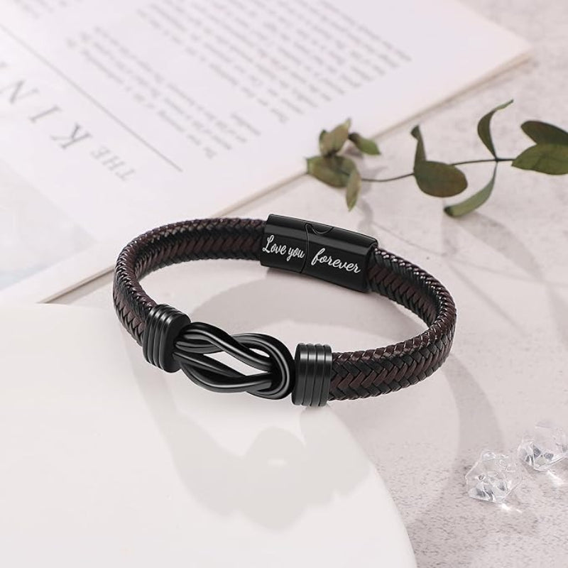 Forever Linked Together Black Braided Leather Braceletđź”—
