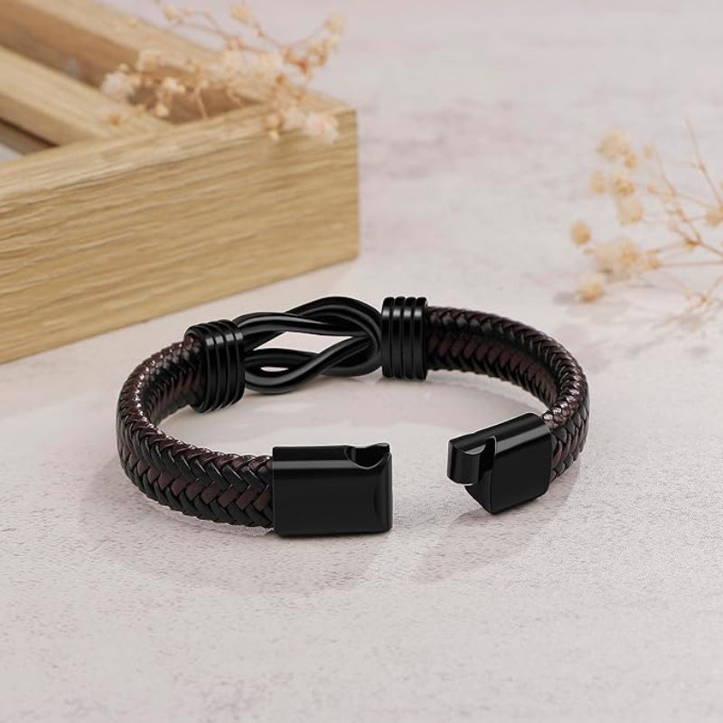 Forever Linked Together Black Braided Leather Braceletđź”—