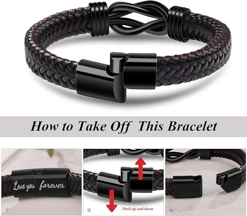 Forever Linked Together Black Braided Leather Braceletđź”—