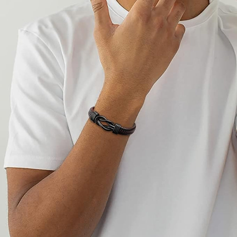Forever Linked Together Black Braided Leather Braceletđź”—