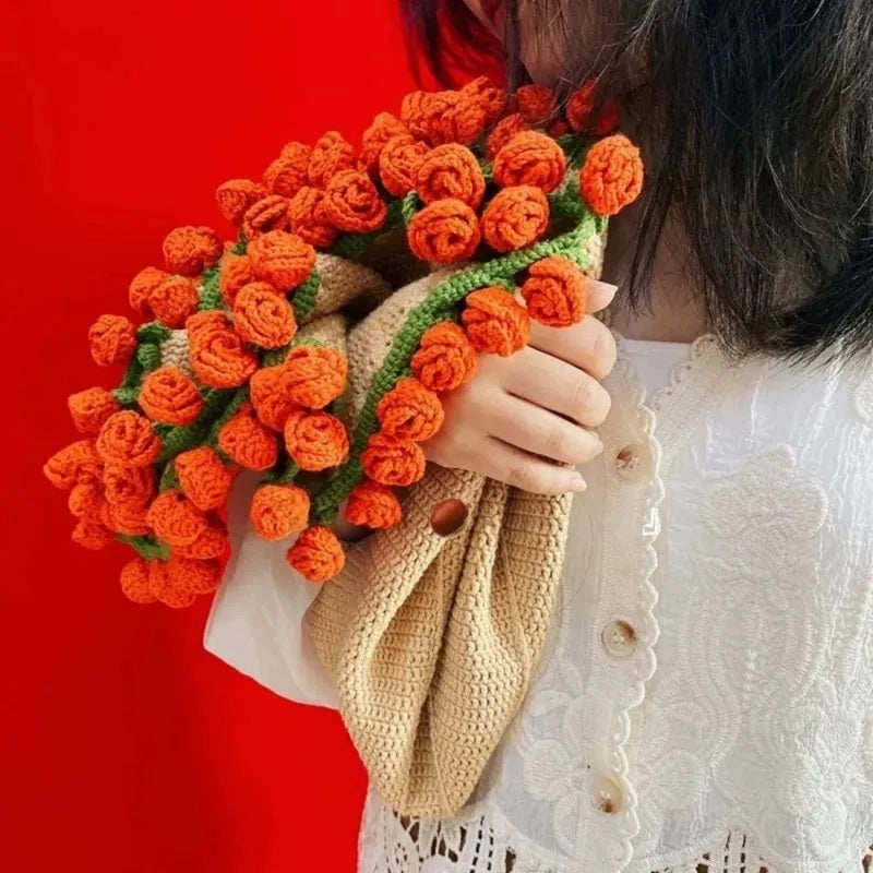Hand-Knitted Rose Blanket - DIY Kit or Ready-Made Gift