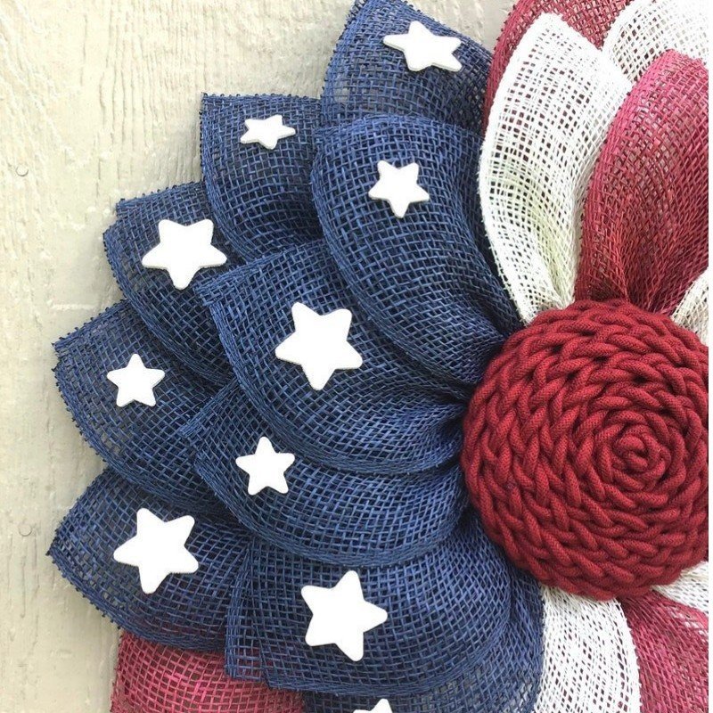 Poly Burlap American Flag Wreath