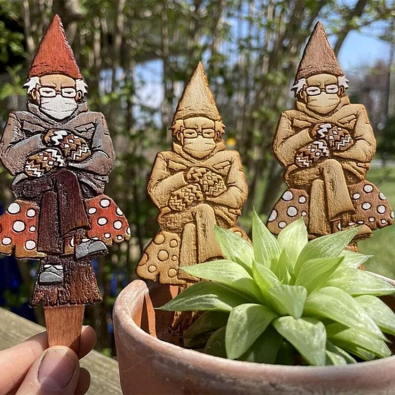 Bern in a fern 🍄Grumpy Bernie Gnome Plant / Garden Wood Stake