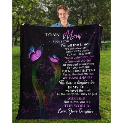 To My Mom - From Daughter - Butterfly A319 - Premium Blanket