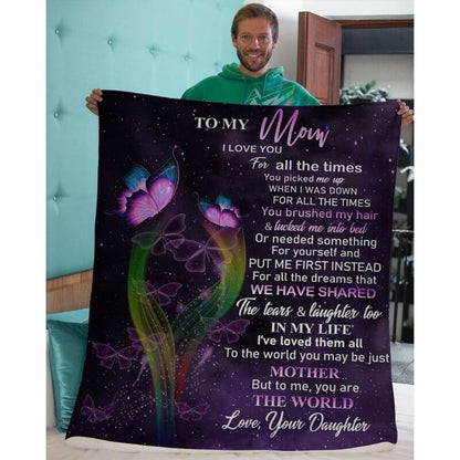 To My Mom - From Daughter - Butterfly A319 - Premium Blanket