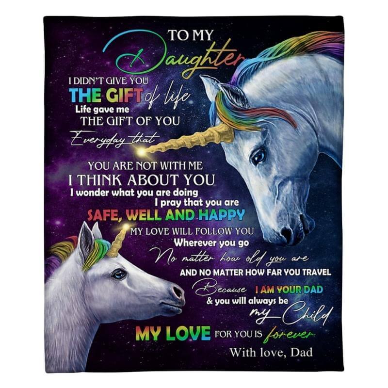To My Daughter - From Dad - UnicornBlanket - A318 - Premium Blanket