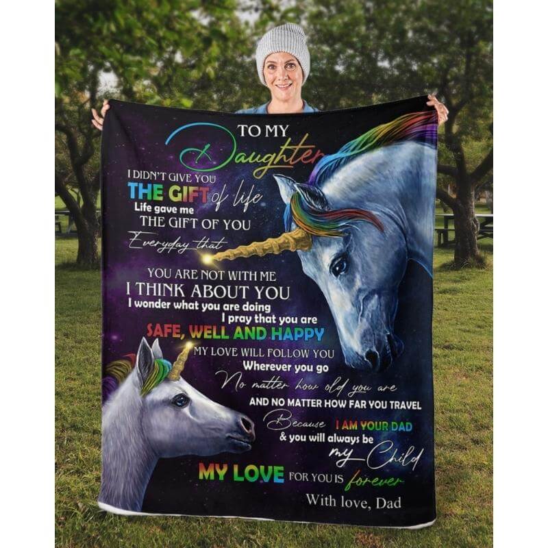 To My Daughter - From Dad - UnicornBlanket - A318 - Premium Blanket