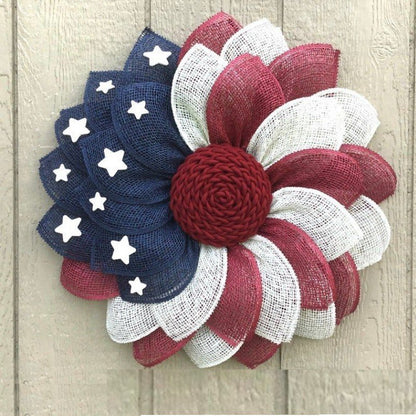 Poly Burlap American Flag Wreath