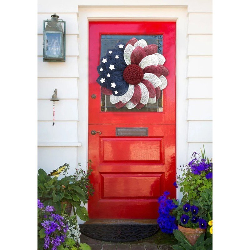 Poly Burlap American Flag Wreath